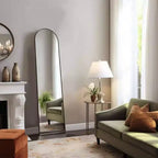 Specchio Nero Ad Arco, 150x40 cm, a Figura Intera. Cornice Sottile in Alluminio da Appendere o Appoggiare in Camera da Letto o Spogliatoio