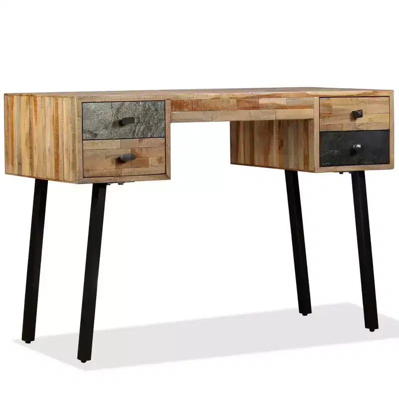 Scrivania in teak massiccio di recupero 110x50x76 cm