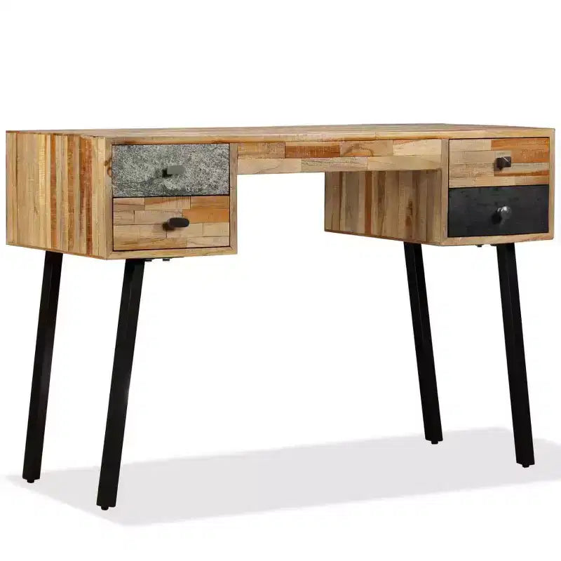 Scrivania in teak massiccio di recupero 110x50x76 cm