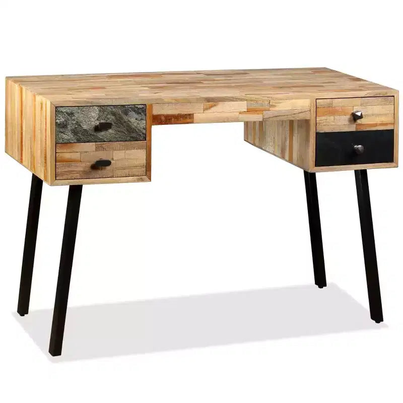 Scrivania in teak massiccio di recupero 110x50x76 cm
