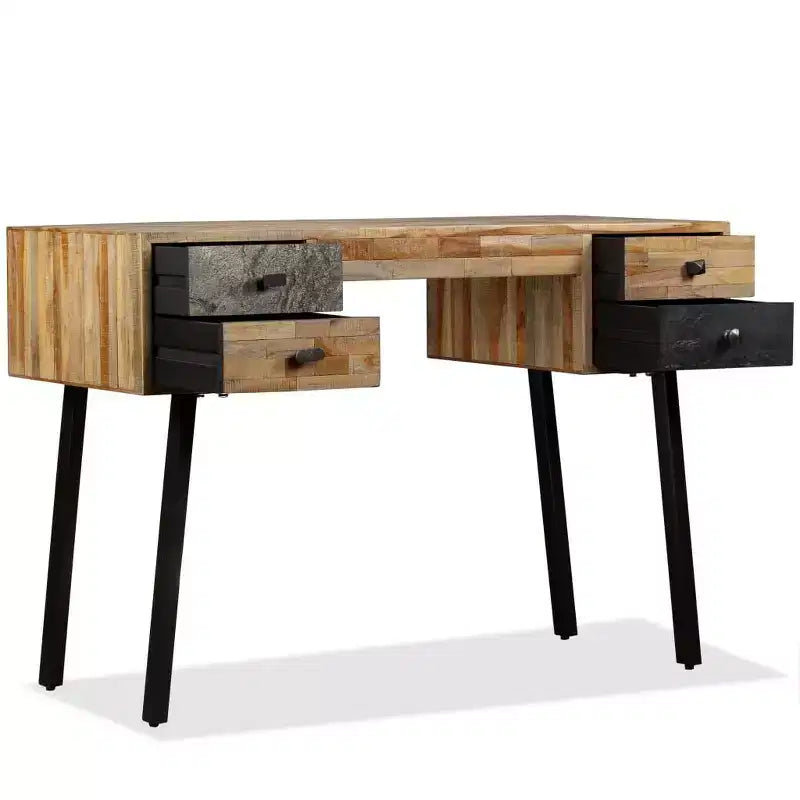 Scrivania in teak massiccio di recupero 110x50x76 cm
