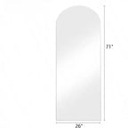 Specchio ad arco bianco 71x26 con supporto e cornice in alluminio. Design a figura intera per camera da letto o soggiorno