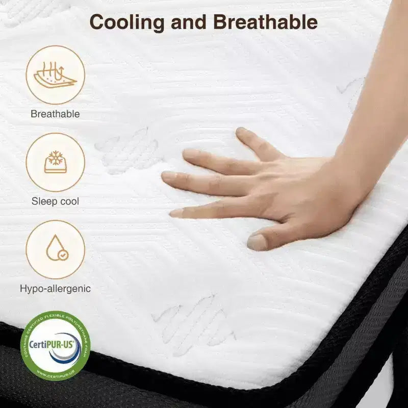 Materasso King Size, 35 cm di spessore in memory foam rinfrescante e molle insacchettate singolarmente, materasso ibrido, materasso King in scatola, Certificazione CertiPUR-US