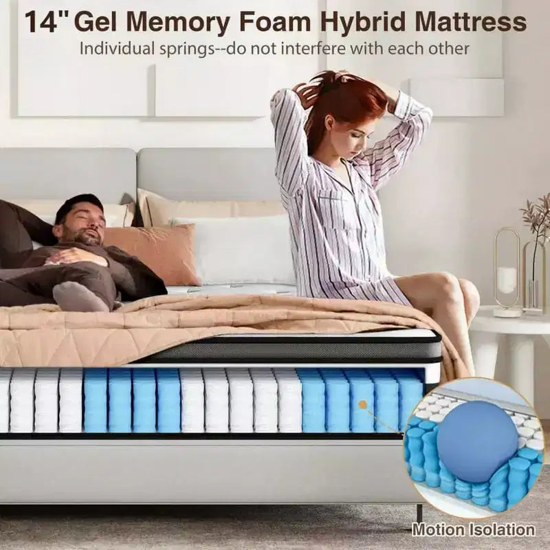 Materasso King Size, 35 cm di spessore in memory foam rinfrescante e molle insacchettate singolarmente, materasso ibrido, materasso King in scatola, Certificazione CertiPUR-US