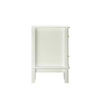Comodino moderno con 2 cassetti, Tavolino laterale per divano, Tavolino d'appoggio, Bianco crema