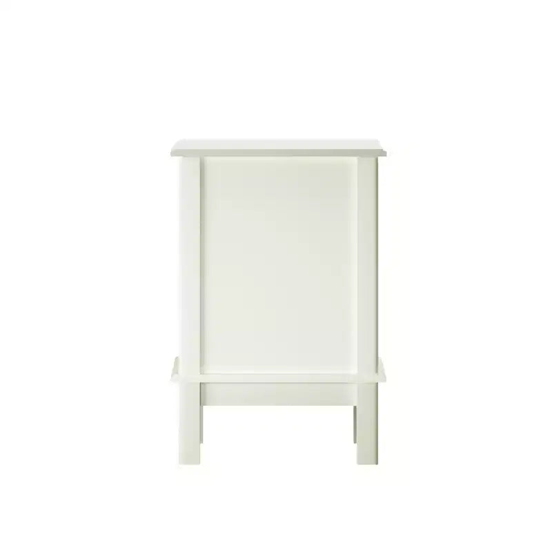 Comodino moderno con 2 cassetti, Tavolino laterale per divano, Tavolino d'appoggio, Bianco crema