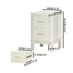 Comodino moderno con 2 cassetti, Tavolino laterale per divano, Tavolino d'appoggio, Bianco crema