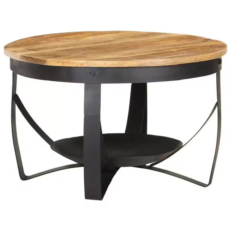 Tavolino da caffè marrone, legno di mango nero grezzo, ferro, media resistenza - 26,8 x 16,9 legno di mango massiccio