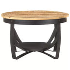 Tavolino da caffè marrone, legno di mango nero grezzo, ferro, media resistenza - 26,8 x 16,9 legno di mango massiccio