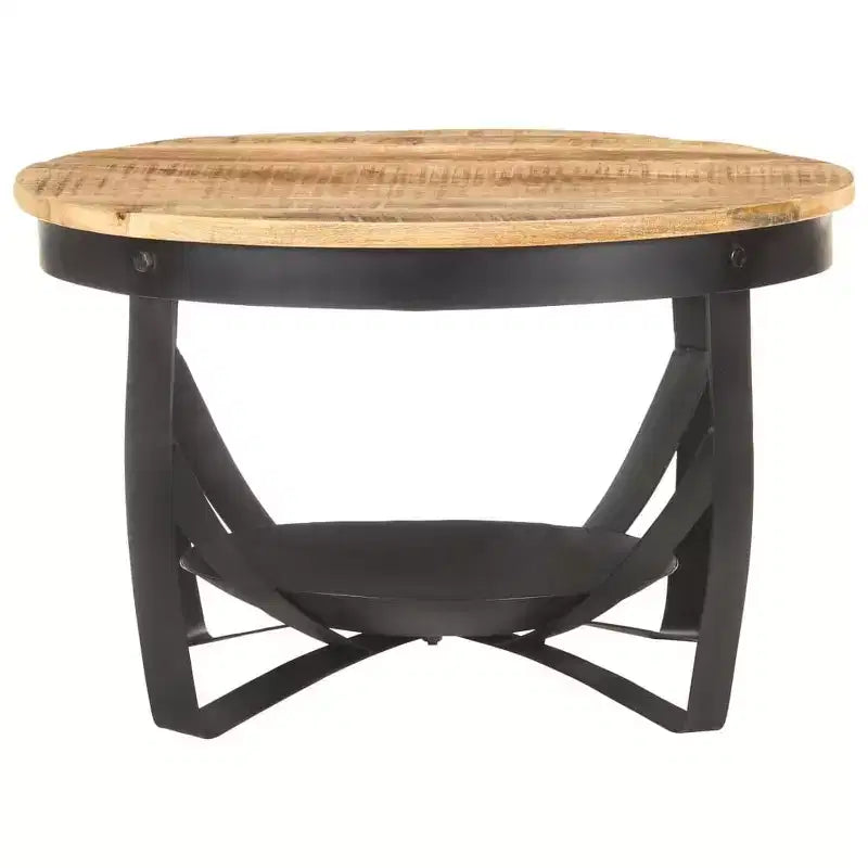 Tavolino da caffè marrone, legno di mango nero grezzo, ferro, media resistenza - 26,8 x 16,9 legno di mango massiccio