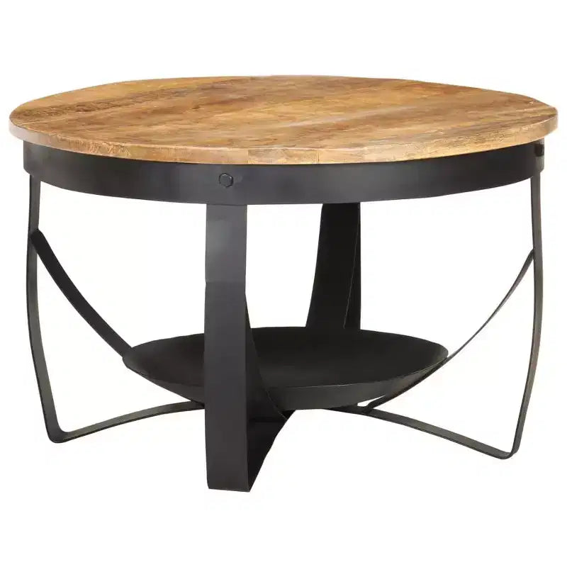 Tavolino da caffè marrone, legno di mango nero grezzo, ferro, media resistenza - 26,8 x 16,9 legno di mango massiccio