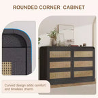 Cassettiera in rattan larga 117 cm, cassettiera a 6 cassetti, comò moderno, per camera da letto, soggiorno