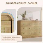 Cassettiera in rattan larga 117 cm, cassettiera a 6 cassetti, comò moderno, per camera da letto, soggiorno