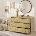 46 Wide Rattan Dresser, 6 Drawer Dresser, Modern Chest of Drawers, for Bedroom, Living Room