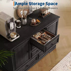 Mobile Credenza Stile Rustico con 5 Cassetti e 2 Ante, Mobile Bar in Legno, Ripiani Regolabili, per Sala da Pranzo, Soggiorno