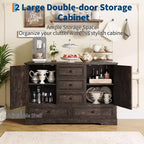 Mobile Credenza Stile Rustico con 5 Cassetti e 2 Ante, Mobile Bar in Legno, Ripiani Regolabili, per Sala da Pranzo, Soggiorno