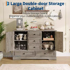 Mobile Credenza Stile Rustico con 5 Cassetti e 2 Ante, Mobile Bar in Legno, Ripiani Regolabili, per Sala da Pranzo, Soggiorno