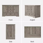 Mobile Credenza Stile Rustico con 5 Cassetti e 2 Ante, Mobile Bar in Legno, Ripiani Regolabili, per Sala da Pranzo, Soggiorno