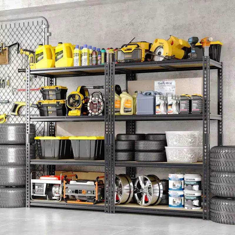 Scaffale portaoggetti 40x20x60, scaffale da garage in metallo regolabile a 4 livelli, ripiani in MDF, capacità 2000 libbre, organizer multiuso