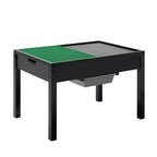 Tavolo attività per bambini con piano reversibile per costruzioni, tavolo da gioco in legno con 2 contenitori per lavoretti, apprendimento e gioco, nero