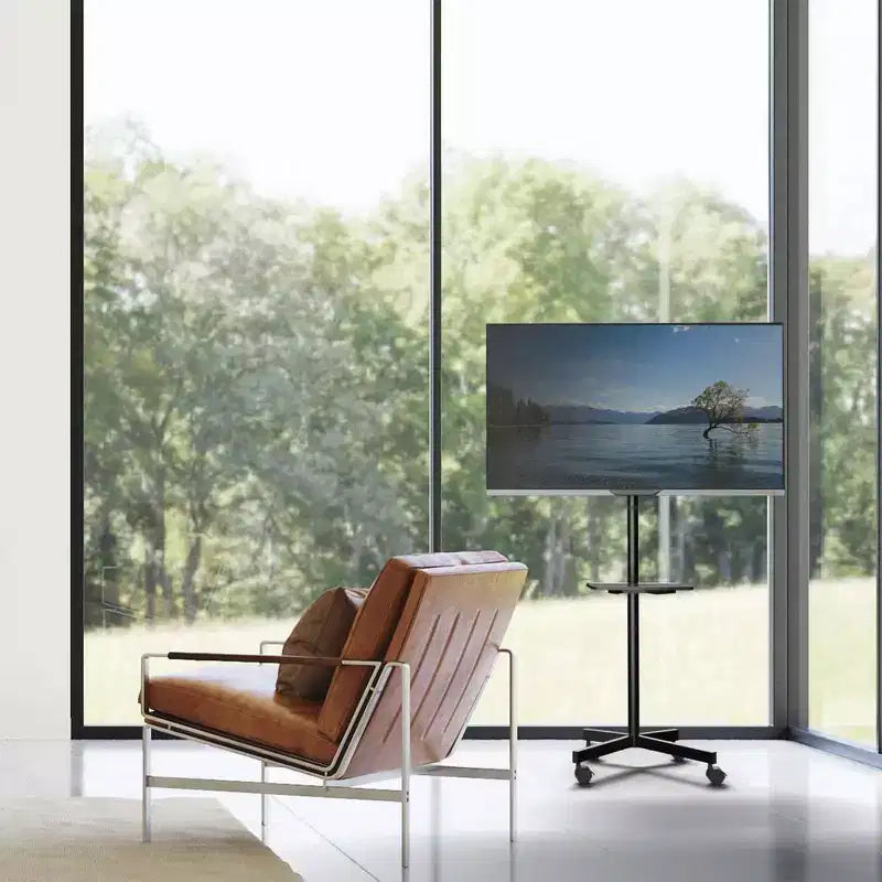 Carrello TV mobile PERLESMITH con ruote per TV LCD/LED/OLED da 32-60 pollici, ripiano regolabile in altezza, supporta fino a 40 kg, VESA massimo 400x400 mm