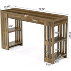 Tavolo da bar, grande bancone bar in legno da 160 cm con portabottiglie, tavolo da pub con ripiani portaoggetti per sala da pranzo, soggiorno, cucina, marrone