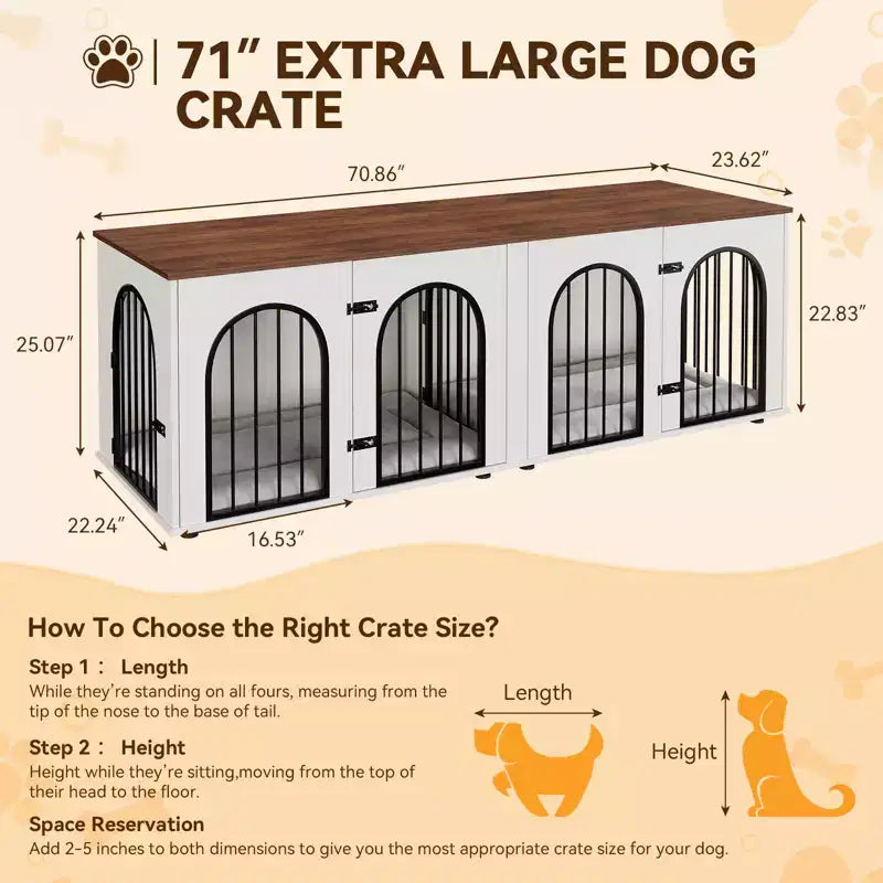 Mobile-Cuccia per Cani Moderna, Cuccia Grande da Interno in Legno, Divisorio Rimovibile, Divisorio, Cuscini, Ante, per Soggiorno, Casa