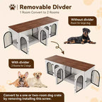 Mobile-Cuccia per Cani Moderna, Cuccia Grande da Interno in Legno, Divisorio Rimovibile, Divisorio, Cuscini, Ante, per Soggiorno, Casa