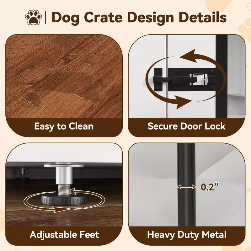 Mobile-Cuccia per Cani Moderna, Cuccia Grande da Interno in Legno, Divisorio Rimovibile, Divisorio, Cuscini, Ante, per Soggiorno, Casa