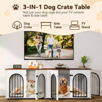 Mobile-Cuccia per Cani Moderna, Cuccia Grande da Interno in Legno, Divisorio Rimovibile, Divisorio, Cuscini, Ante, per Soggiorno, Casa