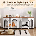Mobile-Cuccia per Cani Moderna, Cuccia Grande da Interno in Legno, Divisorio Rimovibile, Divisorio, Cuscini, Ante, per Soggiorno, Casa