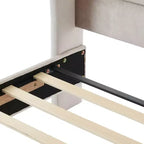Telaio Letto Queen a Slitta da 43,3'' con Testiera a Orecchioni, Pediera a Volute, Velluto Trapuntato a Bottoni, Ferramenta Antiruggine, Supporto Robusto