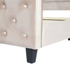 Telaio Letto Queen a Slitta da 43,3'' con Testiera a Orecchioni, Pediera a Volute, Velluto Trapuntato a Bottoni, Ferramenta Antiruggine, Supporto Robusto