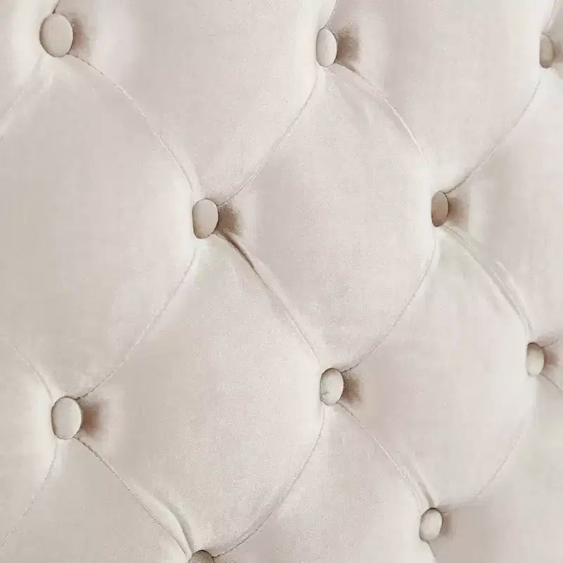 Telaio Letto Queen a Slitta da 43,3'' con Testiera a Orecchioni, Pediera a Volute, Velluto Trapuntato a Bottoni, Ferramenta Antiruggine, Supporto Robusto