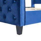 Telaio Letto Queen a Slitta da 43,3'' con Testiera a Orecchioni, Pediera a Volute, Velluto Trapuntato a Bottoni, Ferramenta Antiruggine, Supporto Robusto