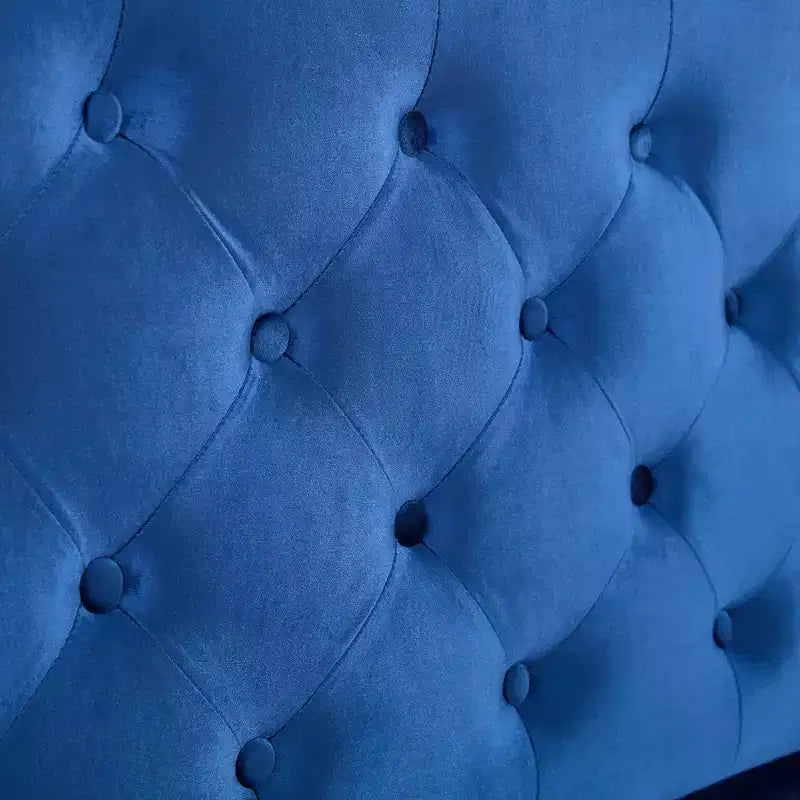 Telaio Letto Queen a Slitta da 43,3'' con Testiera a Orecchioni, Pediera a Volute, Velluto Trapuntato a Bottoni, Ferramenta Antiruggine, Supporto Robusto