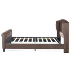 Telaio Letto Queen a Slitta da 43,3'' con Testiera a Orecchioni, Pediera a Volute, Velluto Trapuntato a Bottoni, Ferramenta Antiruggine, Supporto Robusto
