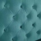 Telaio Letto Queen a Slitta da 43,3'' con Testiera a Orecchioni, Pediera a Volute, Velluto Trapuntato a Bottoni, Ferramenta Antiruggine, Supporto Robusto