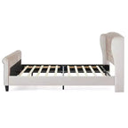 Telaio Letto Queen a Slitta da 43,3'' con Testiera a Orecchioni, Pediera a Volute, Velluto Trapuntato a Bottoni, Ferramenta Antiruggine, Supporto Robusto